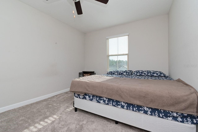 bedroom with carpet flooring and ceiling fan