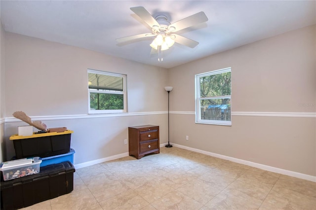 misc room featuring ceiling fan