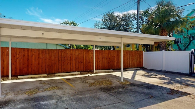 view of parking with a carport