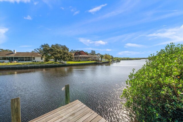 view of dock featuring a water view