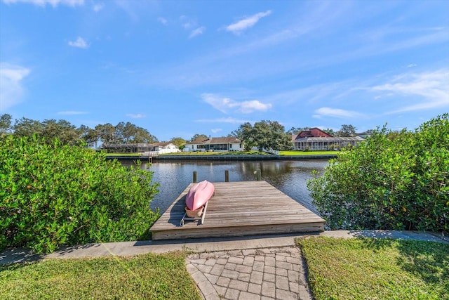 dock area featuring a water view