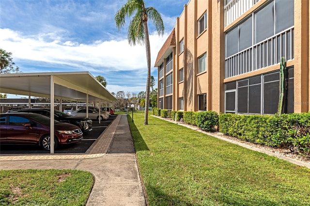 exterior space featuring a lawn