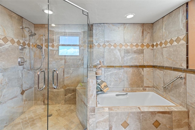 bathroom with independent shower and bath