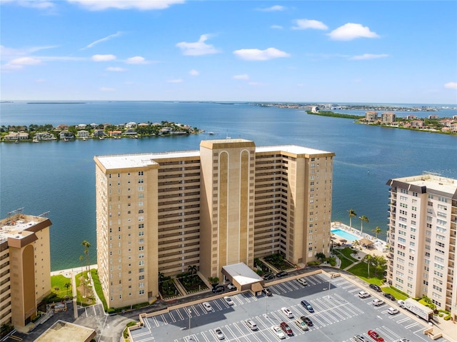 bird's eye view featuring a water view