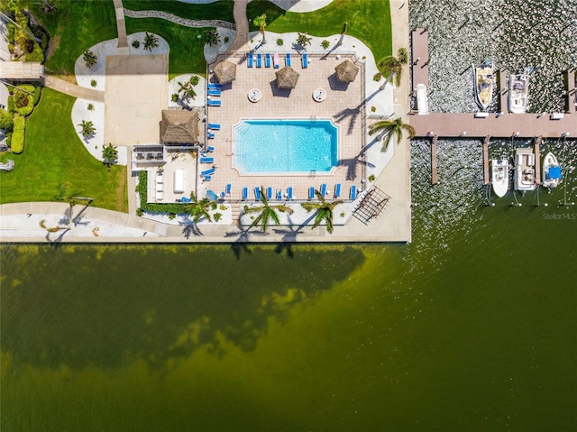 5200 Brittany Dr S Unit 1202, Saint Petersburg, FL 33715 - bird's eye view of a pool and a large body of water
