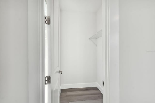 walk in closet featuring hardwood / wood-style floors