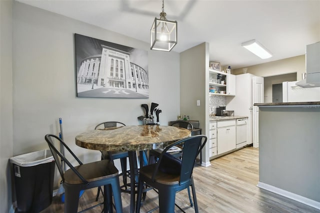 dining space with light hardwood / wood-style flooring