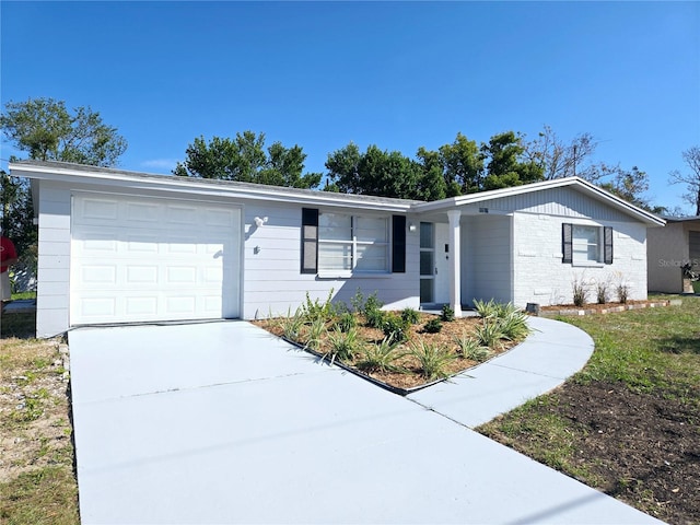 single story home with a garage