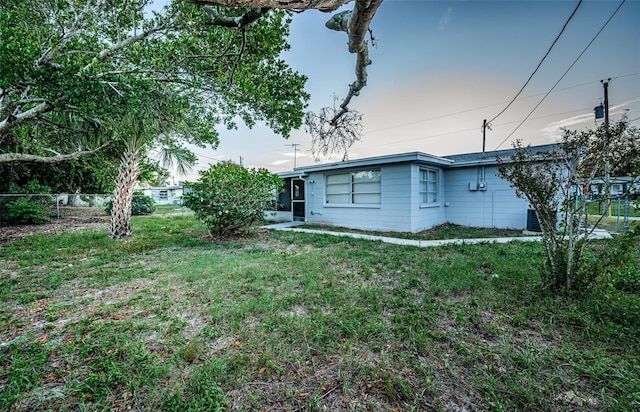 exterior space featuring a yard