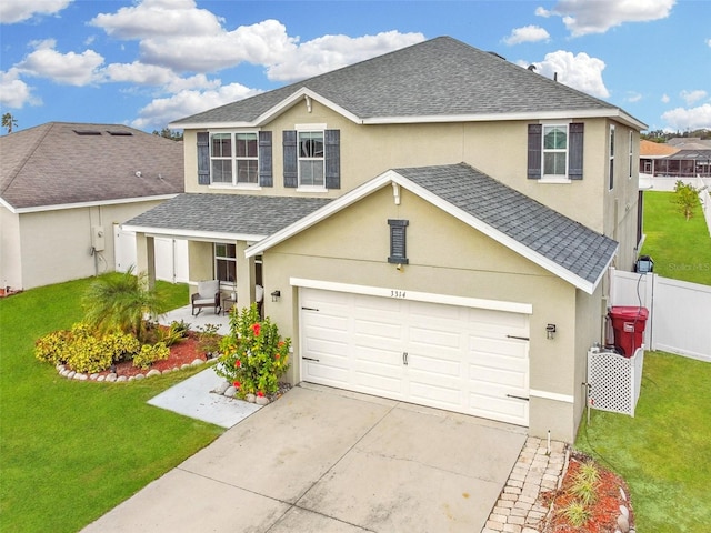 view of front of property with a front lawn