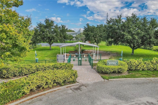 view of property's community featuring a yard