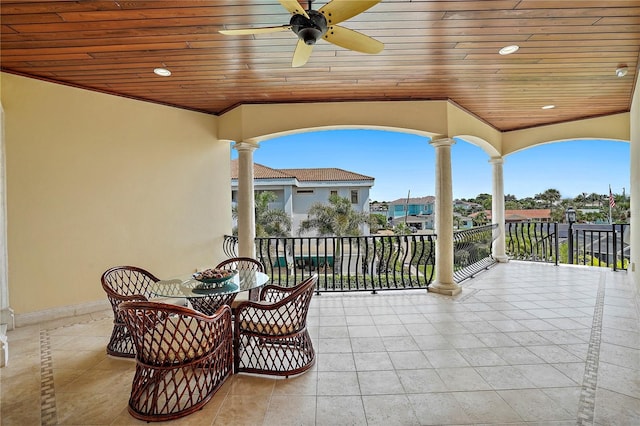 view of patio / terrace featuring ceiling fan