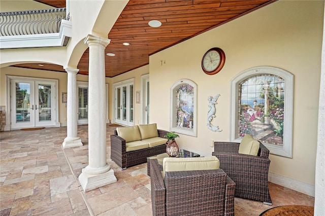 view of patio / terrace featuring french doors and an outdoor hangout area