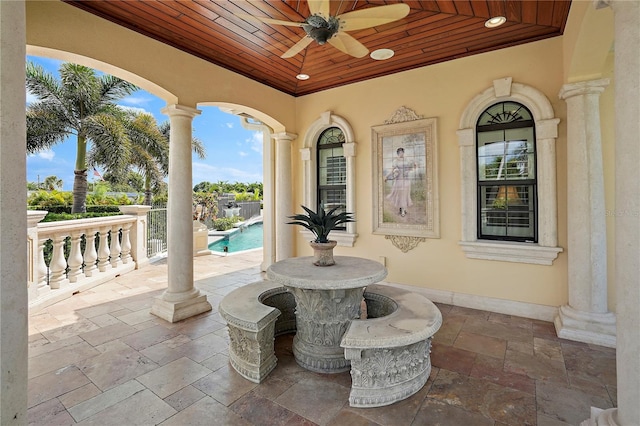 view of patio with ceiling fan