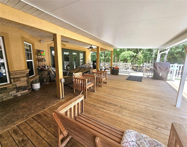 deck featuring ceiling fan