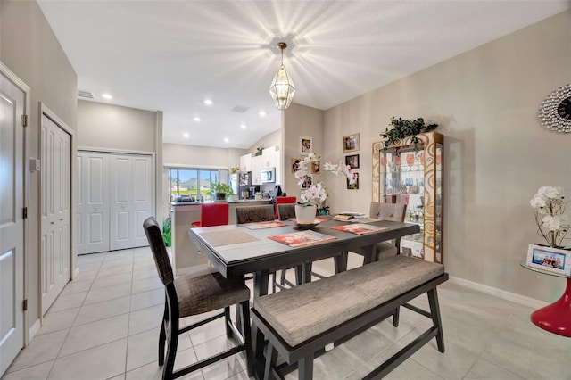 view of tiled dining space