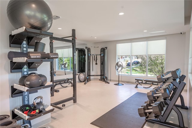 workout room featuring a healthy amount of sunlight