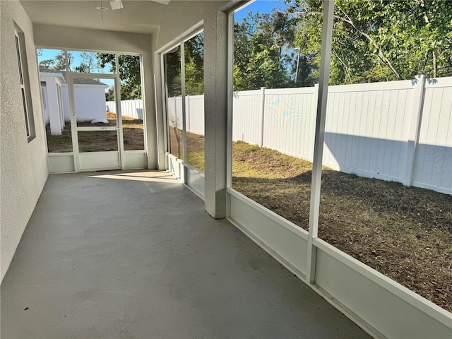 view of unfurnished sunroom