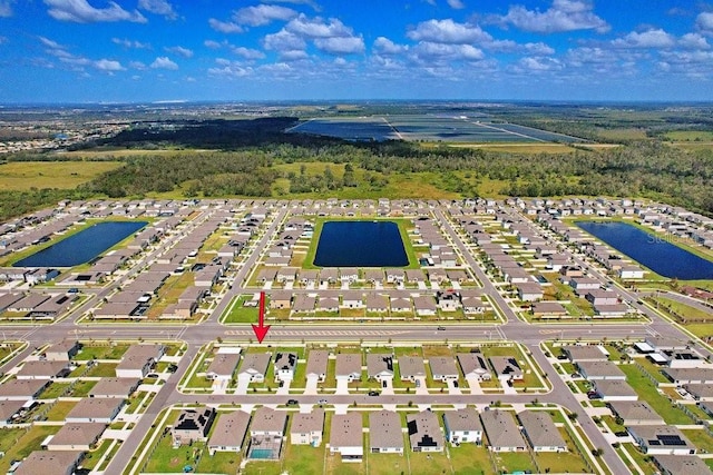 bird's eye view featuring a water view