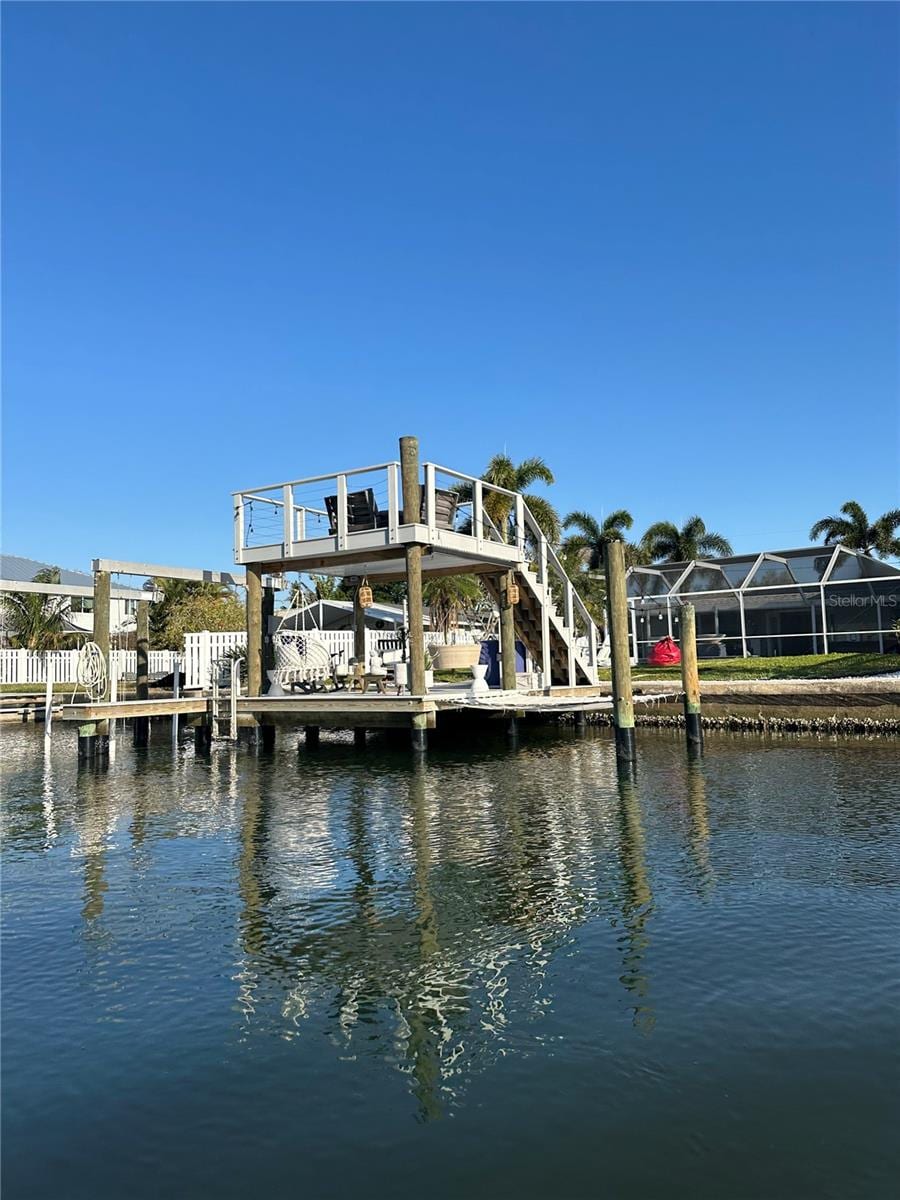 view of dock featuring a water view