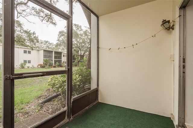 view of unfurnished sunroom