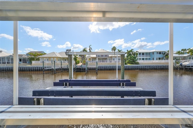 dock area featuring a water view