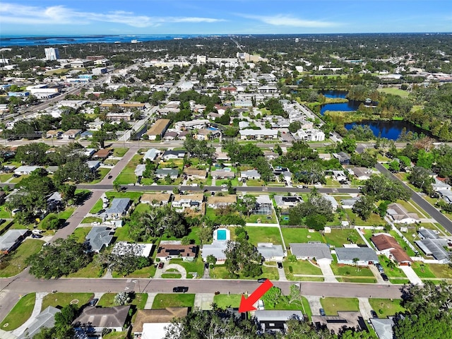 bird's eye view featuring a water view