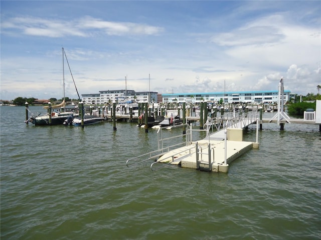 view of dock featuring a water view