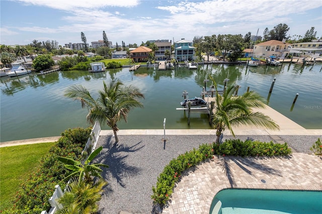 property view of water featuring a dock