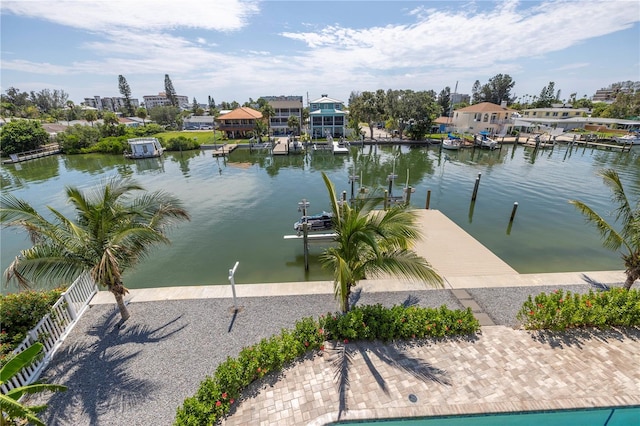 property view of water with a boat dock