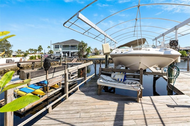 view of dock featuring a water view