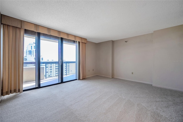 spare room with a textured ceiling and carpet flooring