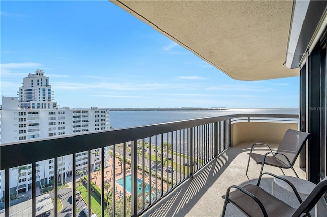 balcony with a water view