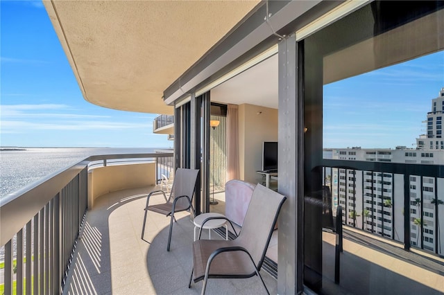 balcony with a water view