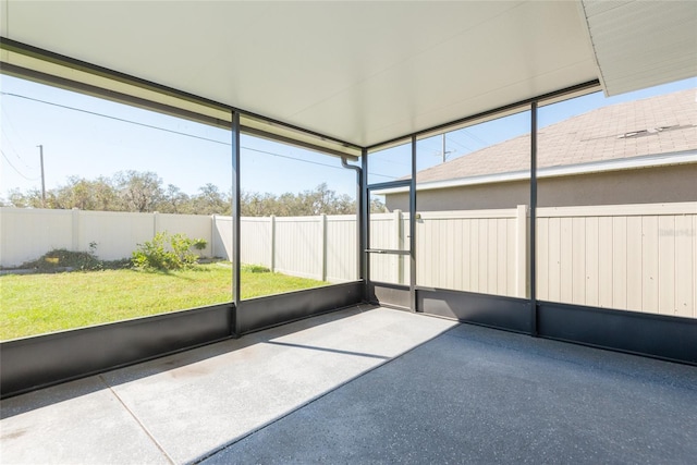 view of unfurnished sunroom