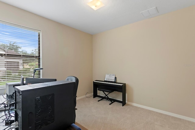 3320 Majestic View Dr, Lutz, FL 33558 - home office featuring light carpet and baseboards