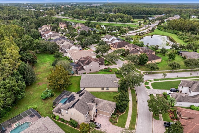 3320 Majestic View Dr, Lutz, FL 33558 - aerial perspective of suburban area with a large body of water