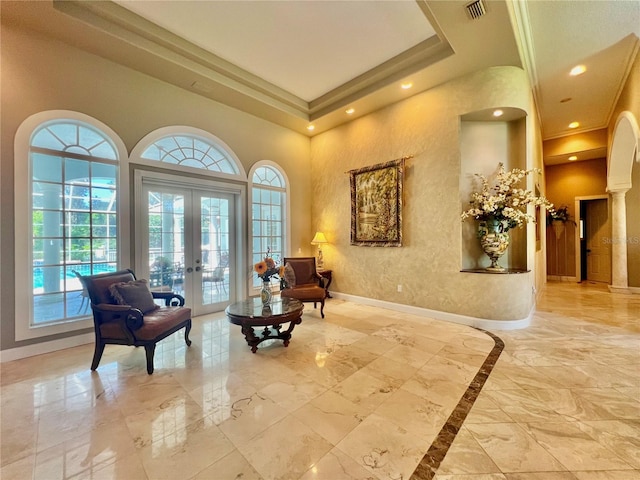 living area with french doors