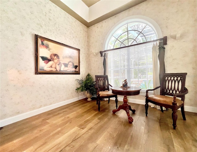 sitting room featuring hardwood / wood-style floors