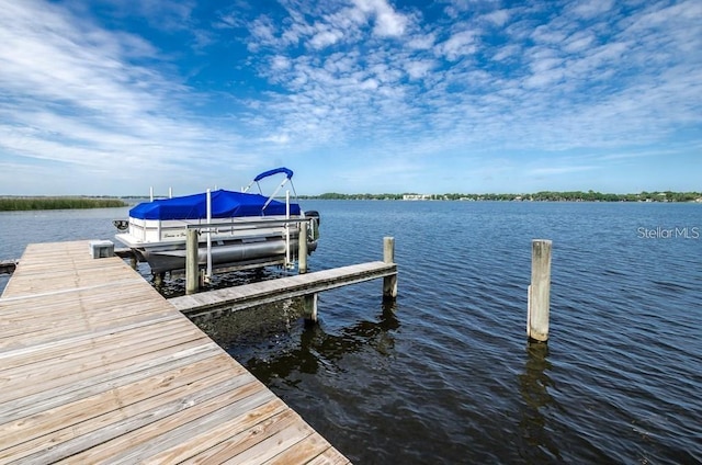 view of dock featuring a water view