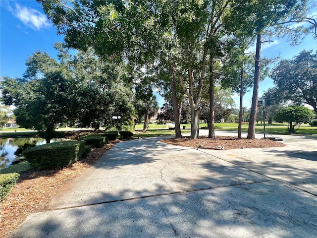 view of street featuring a water view