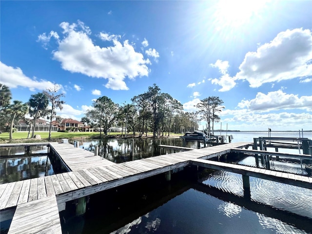 dock area featuring a water view