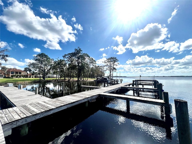 view of dock featuring a water view