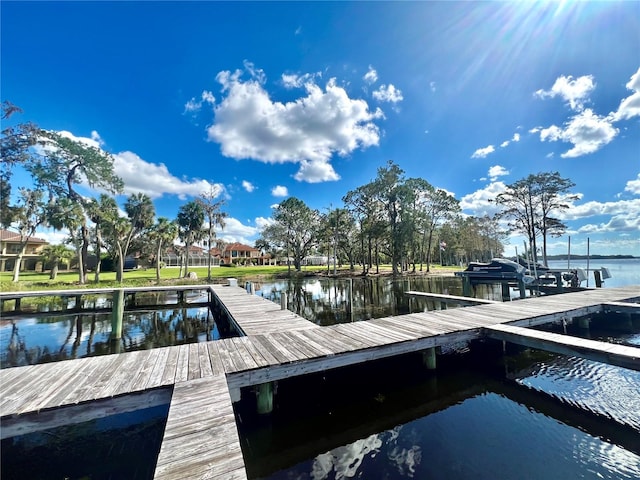 dock area featuring a water view