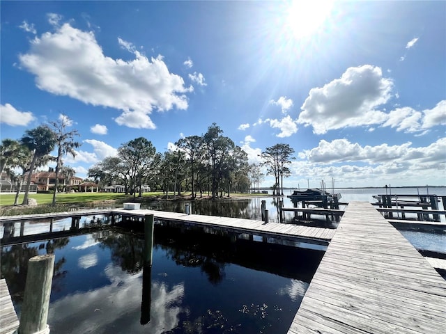 view of dock featuring a water view