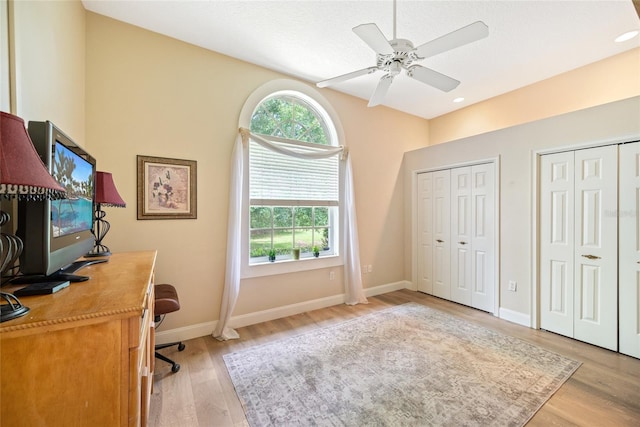 168 Rue Des Chateaux, Tarpon Springs, FL 34688 - office space with light wood-type flooring, a ceiling fan, and recessed lighting