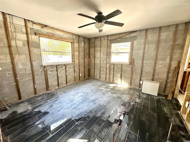 miscellaneous room featuring dark hardwood / wood-style floors and ceiling fan