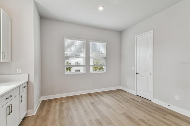 interior space with light hardwood / wood-style floors