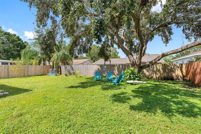 view of yard featuring a fenced backyard