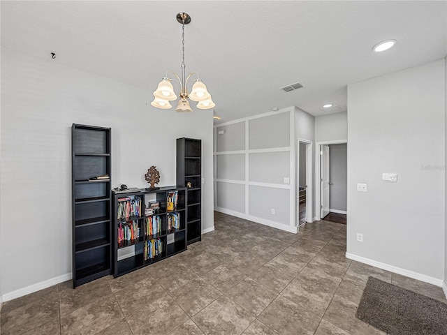 8720 Savory Walk Dr, Land O Lakes, FL 34637 - unfurnished room featuring baseboards, a notable chandelier, recessed lighting, and visible vents